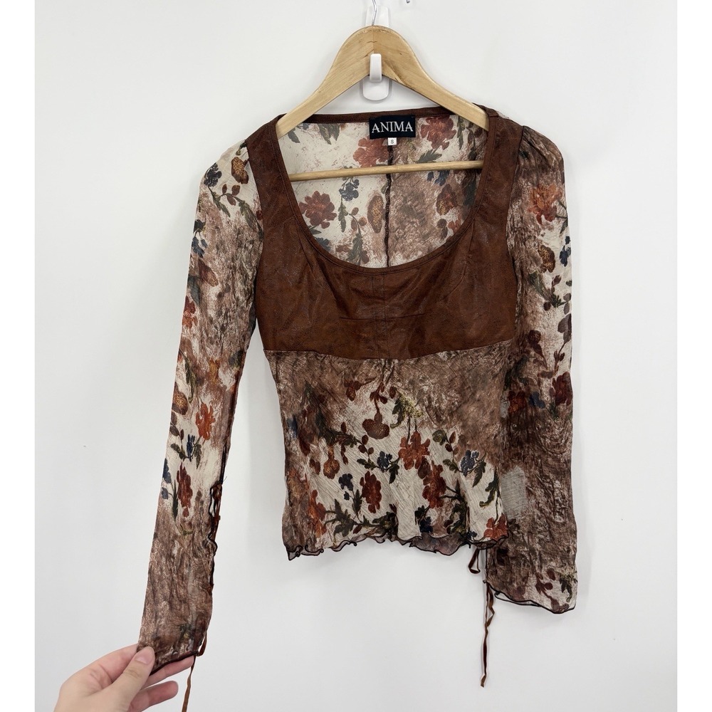 Vintage Y2K Euro Babydoll Top Small Silk Whimsigoth Ren Faire Boho Forest Fairy